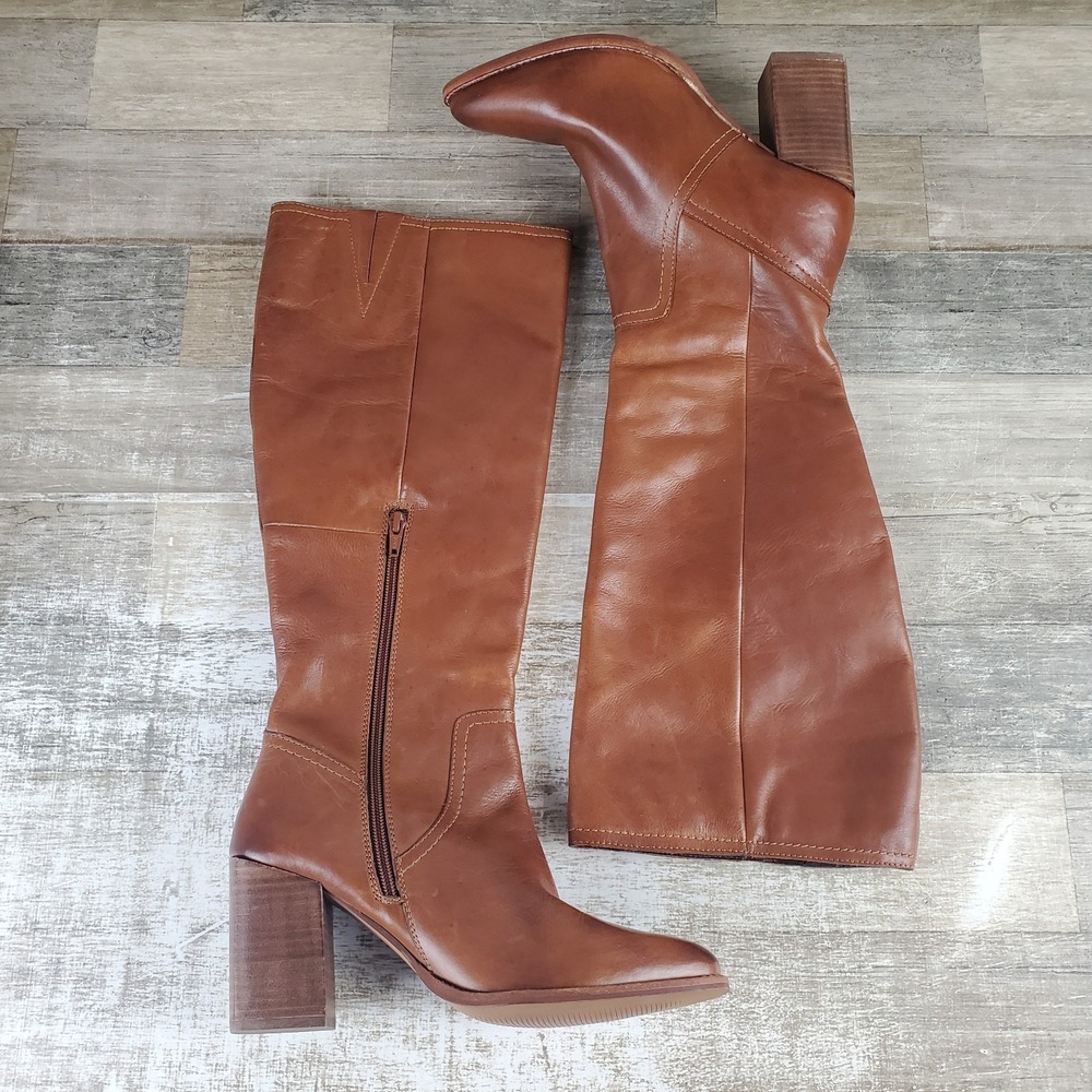 Diba True Do Knee High Boots‎ Womens Sz 8.5 Brown Leather Tall Bootie